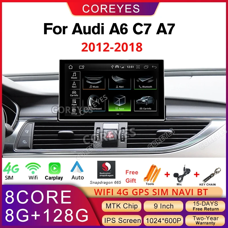 COREYES 9 дюймов Android 12 для Audi A6 C7 A7 RHD LHD 2012-2018 Автомобильный радиоприемник Carplay Авто Мультимедийный плеер GPS Bluetooth Головное устройство
COREYES 9 дюймов Android 12 для Audi A6 C7 A7 RHD LHD 2012-2018 Автомобильный радиоприемник Carplay Авто Мультимедийный плеер GPS Bluetooth Головное устройство