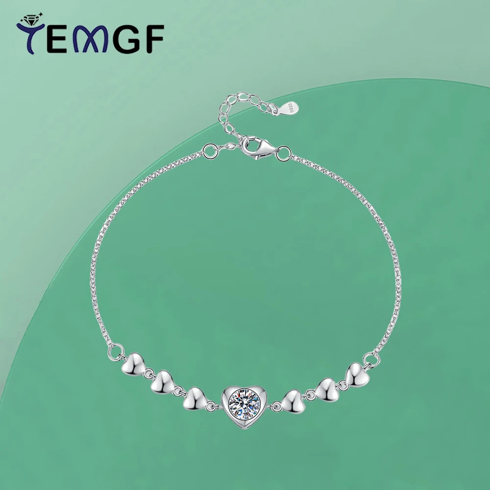 TEMGF S925 Sterling Silver Bracelet Main 6.5mm Moissanite Inlay Romantic Heart-shaped Design for Women Fine Jewelry With GRA
TEMGF S925 Sterling Silver Bracelet Main 6.5mm Moissanite Inlay Romantic Heart-shaped Design for Women Fine Jewelry With GRA