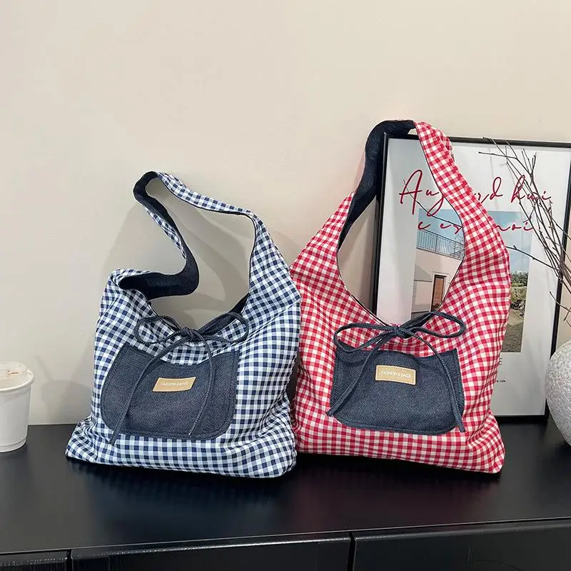 Cloth Double Sided Plaid Denim Vest Bag Korean Style Large Capacity Denim Shoulder Bag Retro Geometric Bohemian Messenger Bag
Cloth Double Sided Plaid Denim Vest Bag Korean Style Large Capacity Denim Shoulder Bag Retro Geometric Bohemian Messenger Bag