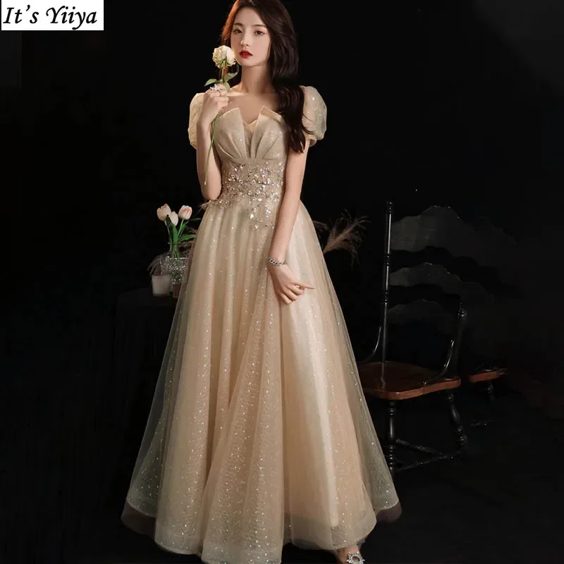 It's Yiiya Customized Champagne Evening Dress Appliques Floor-Length Square Collar Short Sleeves A-Line Woman Formal Party Gown
It's Yiiya Customized Champagne Evening Dress Appliques Floor-Length Square Collar Short Sleeves A-Line Woman Formal Party Gown