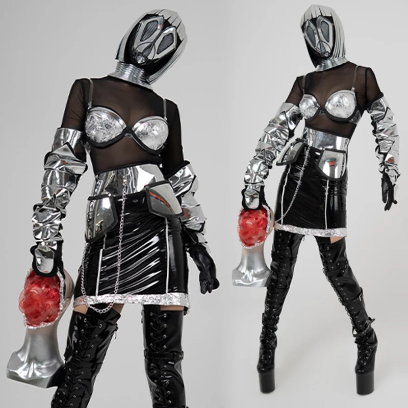 Dancer Future Technology Stage Costume Silver Bikini Gloves Pu Leather Skirt Nightclub Gogo Dance Outfit Festival Clothing VDB60
Dancer Future Technology Stage Costume Silver Bikini Gloves Pu Leather Skirt Nightclub Gogo Dance Outfit Festival Clothing VDB60