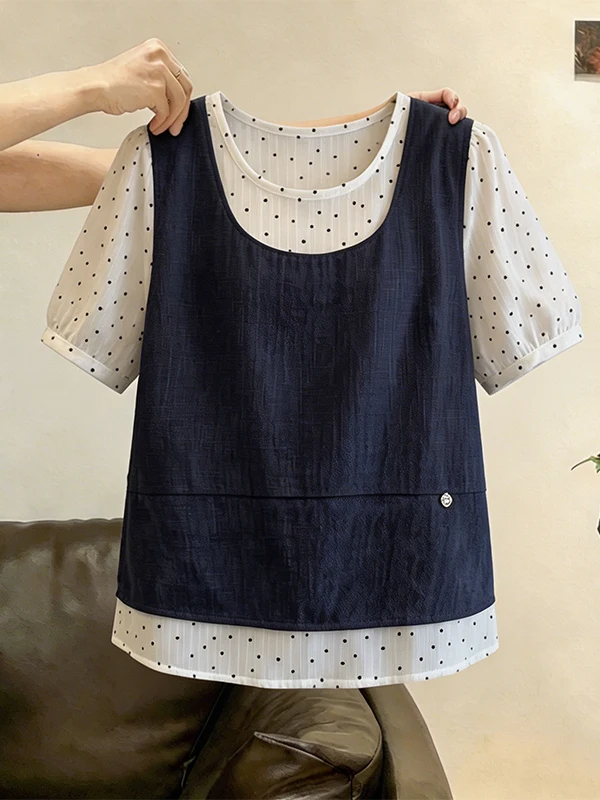 Summer New Style Blue Polka Dot Short Shirt Women's Fashion Set Large Size Korean Version Age Reduction Two-Piece Combo
Summer New Style Blue Polka Dot Short Shirt Women's Fashion Set Large Size Korean Version Age Reduction Two-Piece Combo