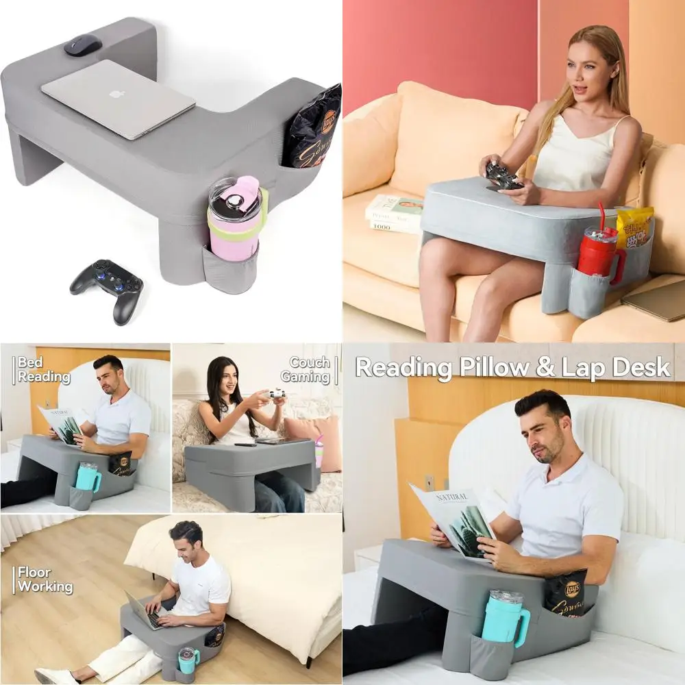 Large Gray Cushioned Laptop Desk for Comfortable Use in Bed, Car, or Couch
Large Gray Cushioned Laptop Desk for Comfortable Use in Bed, Car, or Couch