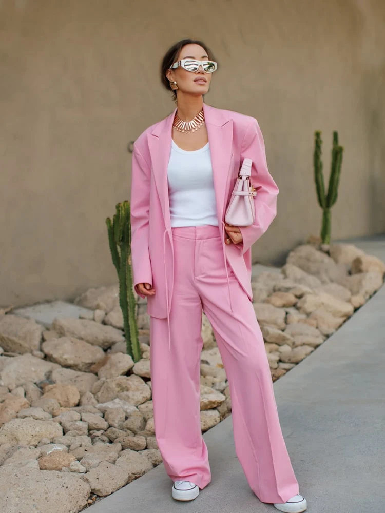 TRAFZA 2025 Women's Pink 2 Piece Set Lapel Long Sleeves Pocket Lace-Up Blazers Top+Elegant High Waist Zipper Wide Leg Long Pant
TRAFZA 2025 Women's Pink 2 Piece Set Lapel Long Sleeves Pocket Lace-Up Blazers Top+Elegant High Waist Zipper Wide Leg Long Pant