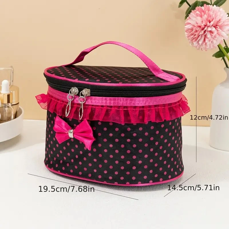 Waterproof Black Dot Bow Makeup Bag with Handle, Compact Cosmetic Organizer for Women & Girls, Travel Toiletry Pouch for Gym, Sc
Waterproof Black Dot Bow Makeup Bag with Handle, Compact Cosmetic Organizer for Women & Girls, Travel Toiletry Pouch for Gym, Sc