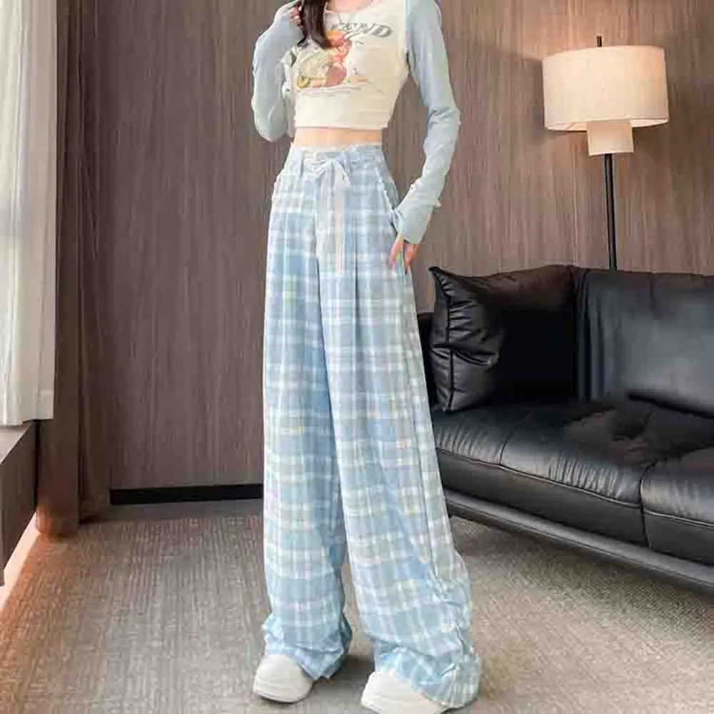 Simple High Waist Lace Grid Straight Pants Yamamoto Casual Wide Leg Pants Women Loose Sweet Plaid Baggy Trousers Streatwear
Simple High Waist Lace Grid Straight Pants Yamamoto Casual Wide Leg Pants Women Loose Sweet Plaid Baggy Trousers Streatwear