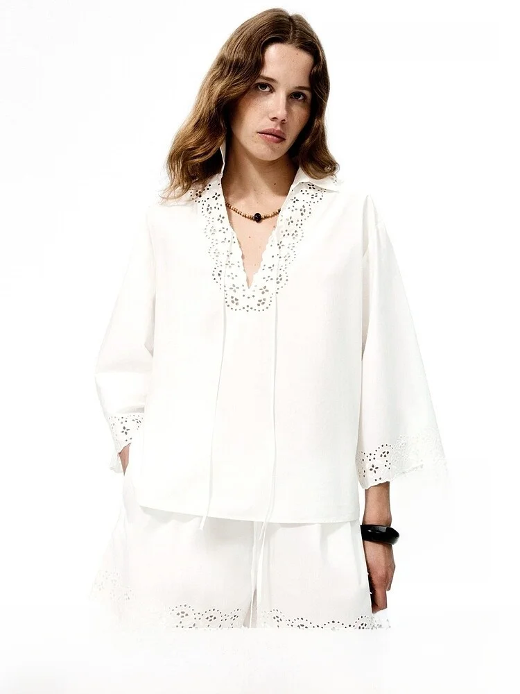 H&M Summer New Women's Hollow out Embroidered Cotton Oversized Shirt V-Neck Sleeveless Casual Style 1334994
H&M Summer New Women's Hollow out Embroidered Cotton Oversized Shirt V-Neck Sleeveless Casual Style 1334994
