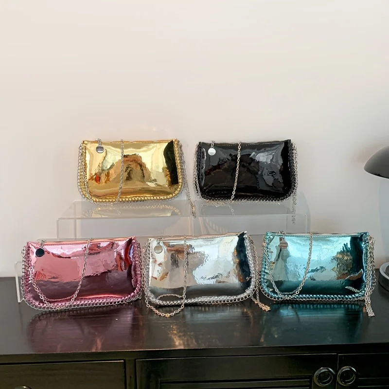 PU Leather Crossbody Bag, Y2K Chain Shoulder Bag, Trendy Square Purse For Party 
PU Leather Crossbody Bag, Y2K Chain Shoulder Bag, Trendy Square Purse For Party