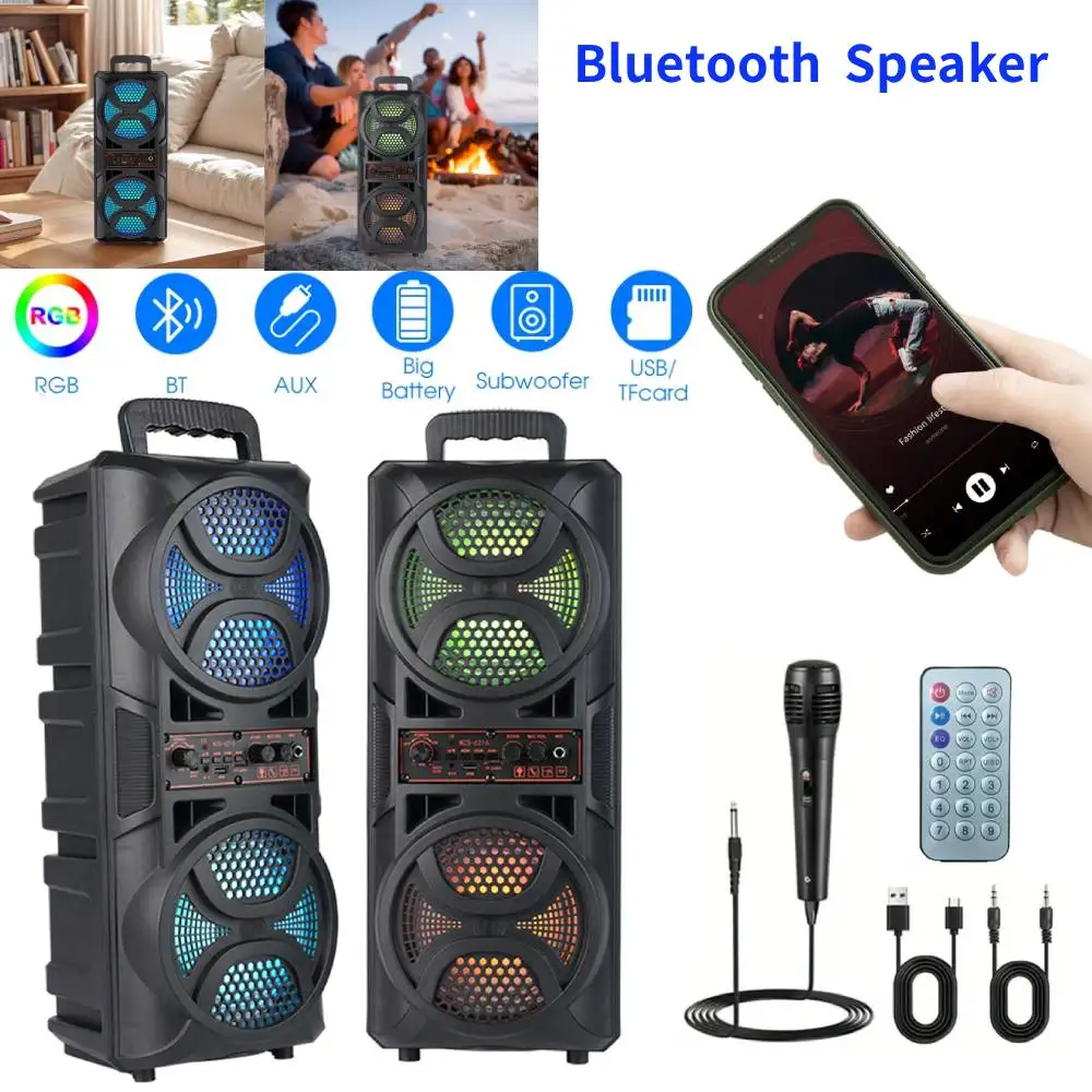 New Bluetooth-Compatible Speaker Wireless Stereo Speaker Support USB/TF/AUX/FM/BT/MIC Outdoor Speaker for Home Outdoor Party
New Bluetooth-Compatible Speaker Wireless Stereo Speaker Support USB/TF/AUX/FM/BT/MIC Outdoor Speaker for Home Outdoor Party
