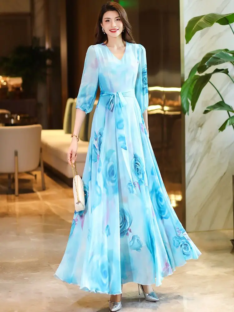 Elegant Floral Pleated Midi Dress Female V Neck Puff Sleeve Waist Ruched Button Dresses Women Summer A-line Y2K Dress Robe S961
Elegant Floral Pleated Midi Dress Female V Neck Puff Sleeve Waist Ruched Button Dresses Women Summer A-line Y2K Dress Robe S961