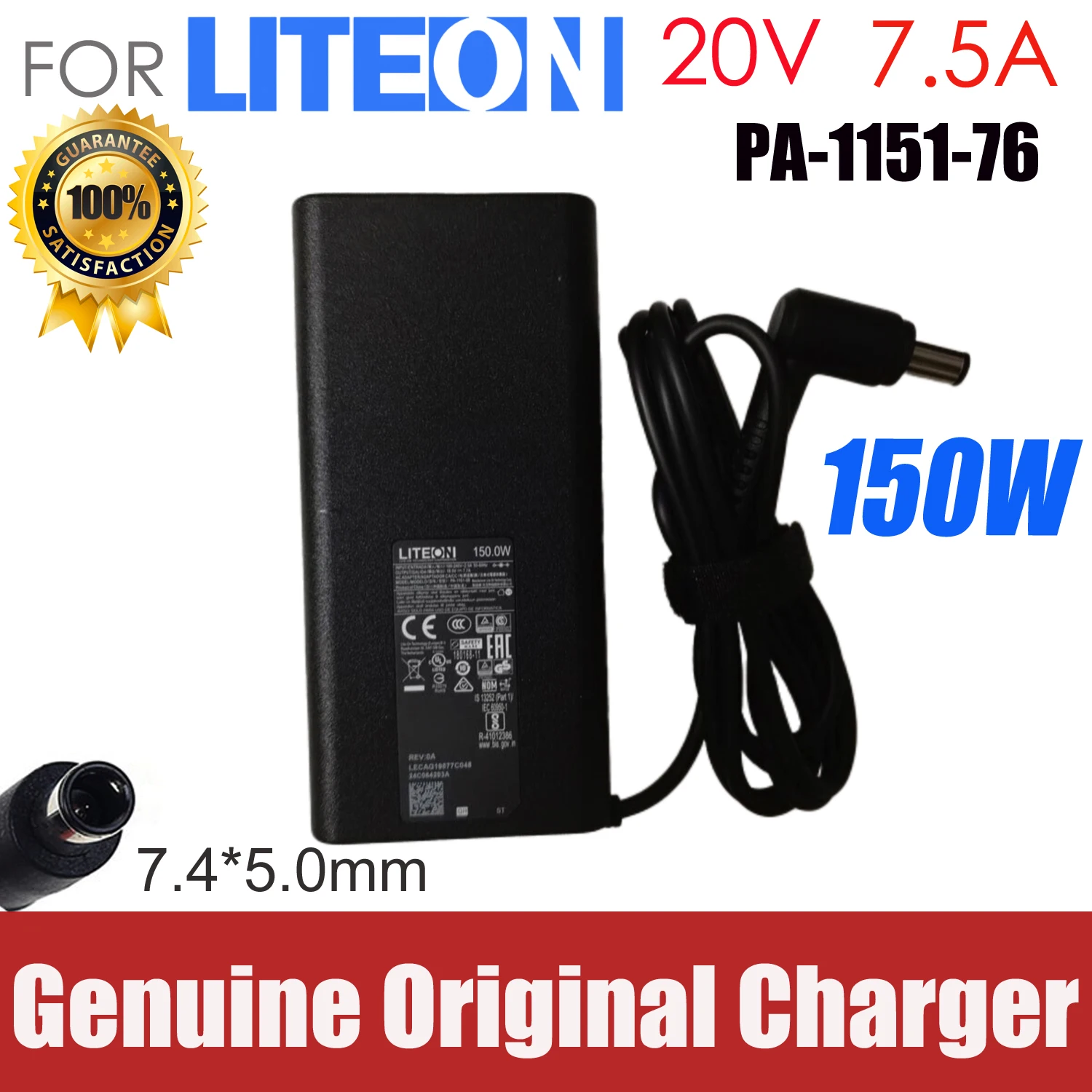 PA-1151-76 Original LITEON 20V 7.5A Laptop Adapter 150W Charger Power Supply 7.4x5.0mm Genuine
PA-1151-76 Original LITEON 20V 7.5A Laptop Adapter 150W Charger Power Supply 7.4x5.0mm Genuine