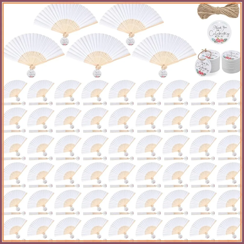 120 Pack White Wedding Folding Fans Bamboo Handheld Paper Fan with Tags and Jute String for DIY Favors Party Decor
120 Pack White Wedding Folding Fans Bamboo Handheld Paper Fan with Tags and Jute String for DIY Favors Party Decor