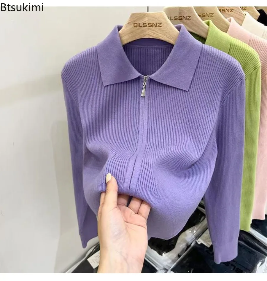 Осенний вязаный кардиган с двойной молнией, женский эластичный вязаный топ с отложным воротником и длинными рукавами, зимняя мода, базовый свитер
Осенний вязаный кардиган с двойной молнией, женский эластичный вязаный топ с отложным воротником и длинными рукавами, зимняя мода, базовый свитер