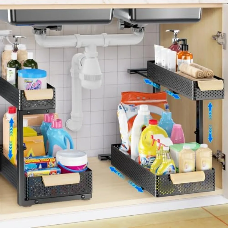 Under Sink Organizers and Storage, 2 PACK 5 Height Adjustable Kitchen Cabinet Organizer, 2 Tiers Pull Out Drawer Shelves Metal
Under Sink Organizers and Storage, 2 PACK 5 Height Adjustable Kitchen Cabinet Organizer, 2 Tiers Pull Out Drawer Shelves Metal