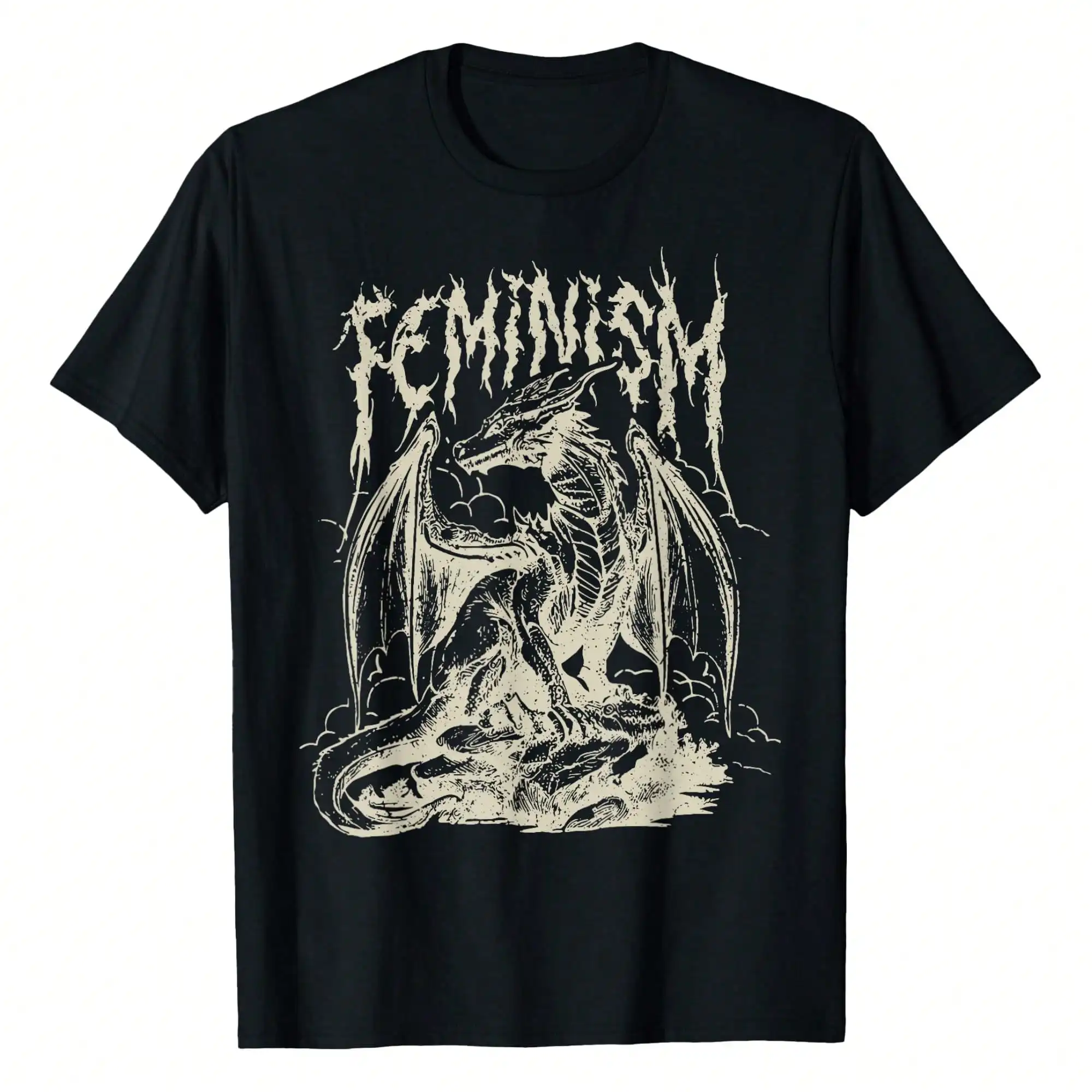 Vintage Feminism Dragon Fantasy T-Shirt Women's 100% Cotton Casual T-Shirt, Soft And Breathable Short Sleeve, Perfect For Daily
Vintage Feminism Dragon Fantasy T-Shirt Women's 100% Cotton Casual T-Shirt, Soft And Breathable Short Sleeve, Perfect For Daily