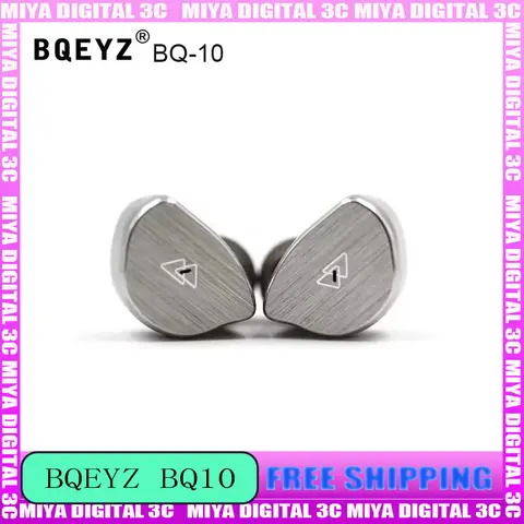 BQEYZ BQ10 HiFi dans l'oreille filaire écouteurs 12mm PET pilote dynamique IEMs 0.78mm 2Pin détachable OFC câble plaqué argent cadeau