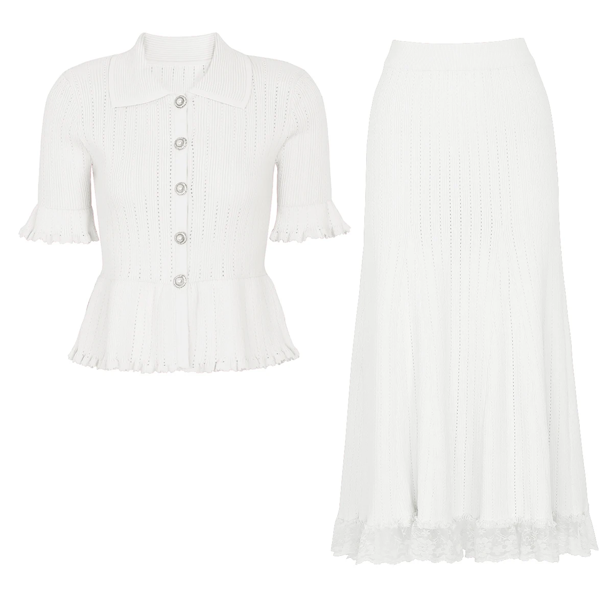26181 High Quality Summer New Fashionable Commuter Women's Knitted Button Short Sleeve Collar Top Cardigan+Skirt Set
26181 High Quality Summer New Fashionable Commuter Women's Knitted Button Short Sleeve Collar Top Cardigan+Skirt Set