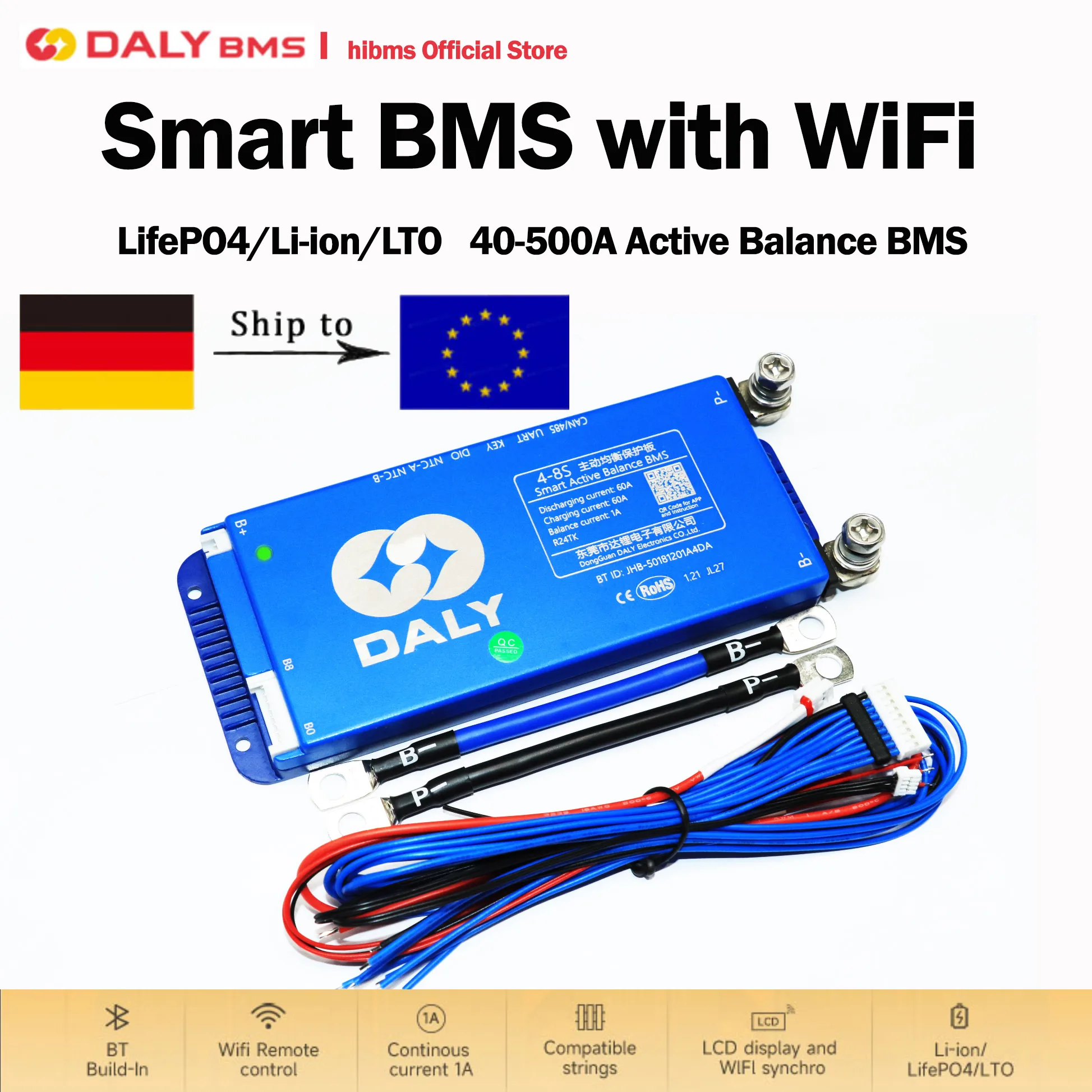 DALY Smart BMS Balance BMS Lifepo4 3S 4S 12V 8S 24V 16S 48V 100A 150A 250A 3.2V Li-ion 3.7V LTO Battery BMS RS485 CANBUS WiFi
DALY Smart BMS Balance BMS Lifepo4 3S 4S 12V 8S 24V 16S 48V 100A 150A 250A 3.2V Li-ion 3.7V LTO Battery BMS RS485 CANBUS WiFi