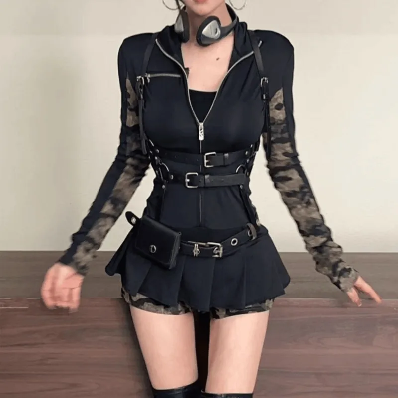 American Spicy Girl Jumpsuit for Women Pleated Mini Dress Slimming Long Sleeved Sexy Black High Street Shorts Women Bodysuits
American Spicy Girl Jumpsuit for Women Pleated Mini Dress Slimming Long Sleeved Sexy Black High Street Shorts Women Bodysuits