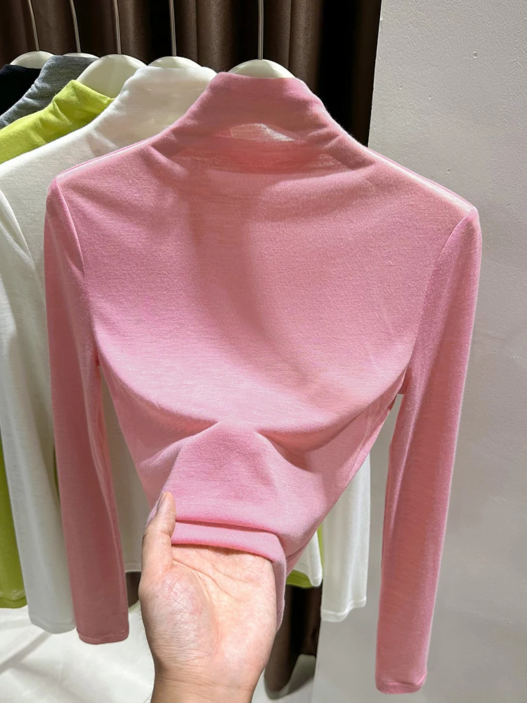 Розовая шелковая трикотажная базовая футболка Dopane для женщин, весна 2026, новая модель, тонкий топ, приталенный крой, длинный рукав
Розовая шелковая трикотажная базовая футболка Dopane для женщин, весна 2026, новая модель, тонкий топ, приталенный крой, длинный рукав