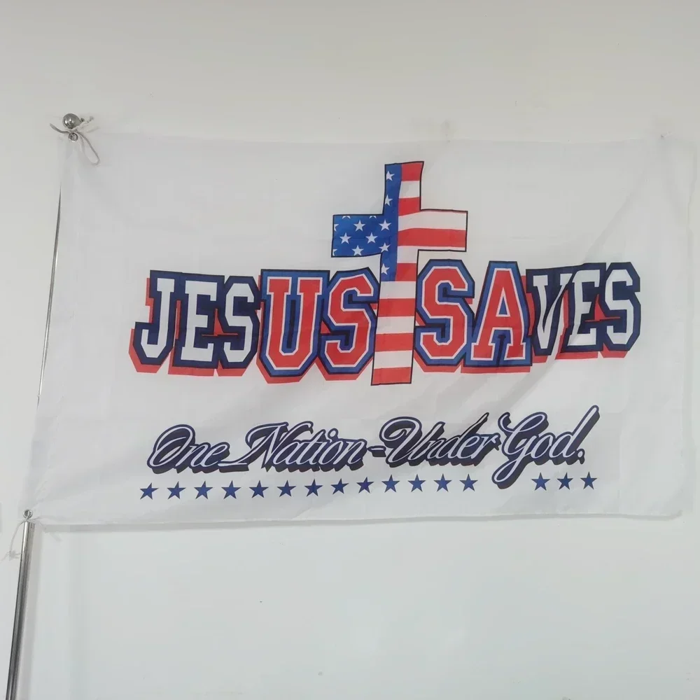 Christian USA Flag Jesus God Bless America 90x150cm Banner with 2 Brass Grommets Indoor Outdoor Church Home Wall Decor
Christian USA Flag Jesus God Bless America 90x150cm Banner with 2 Brass Grommets Indoor Outdoor Church Home Wall Decor