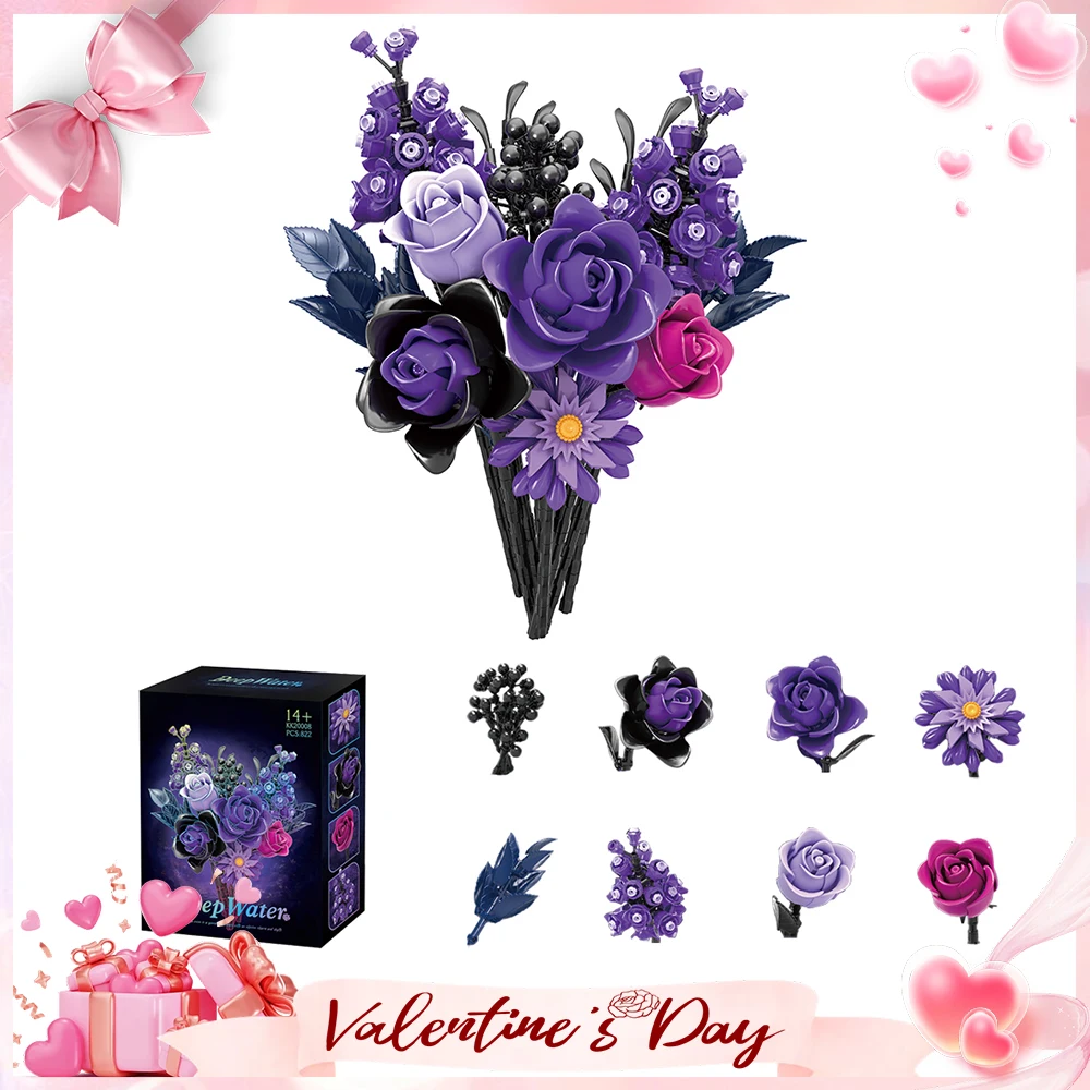 Gothic Eternal Brick Flower Ornaments Girlfriend MOC 822 PCS Valentine's Day Gift DIY Roses Flower Building Blocks Desktop Decor
Gothic Eternal Brick Flower Ornaments Girlfriend MOC 822 PCS Valentine's Day Gift DIY Roses Flower Building Blocks Desktop Decor