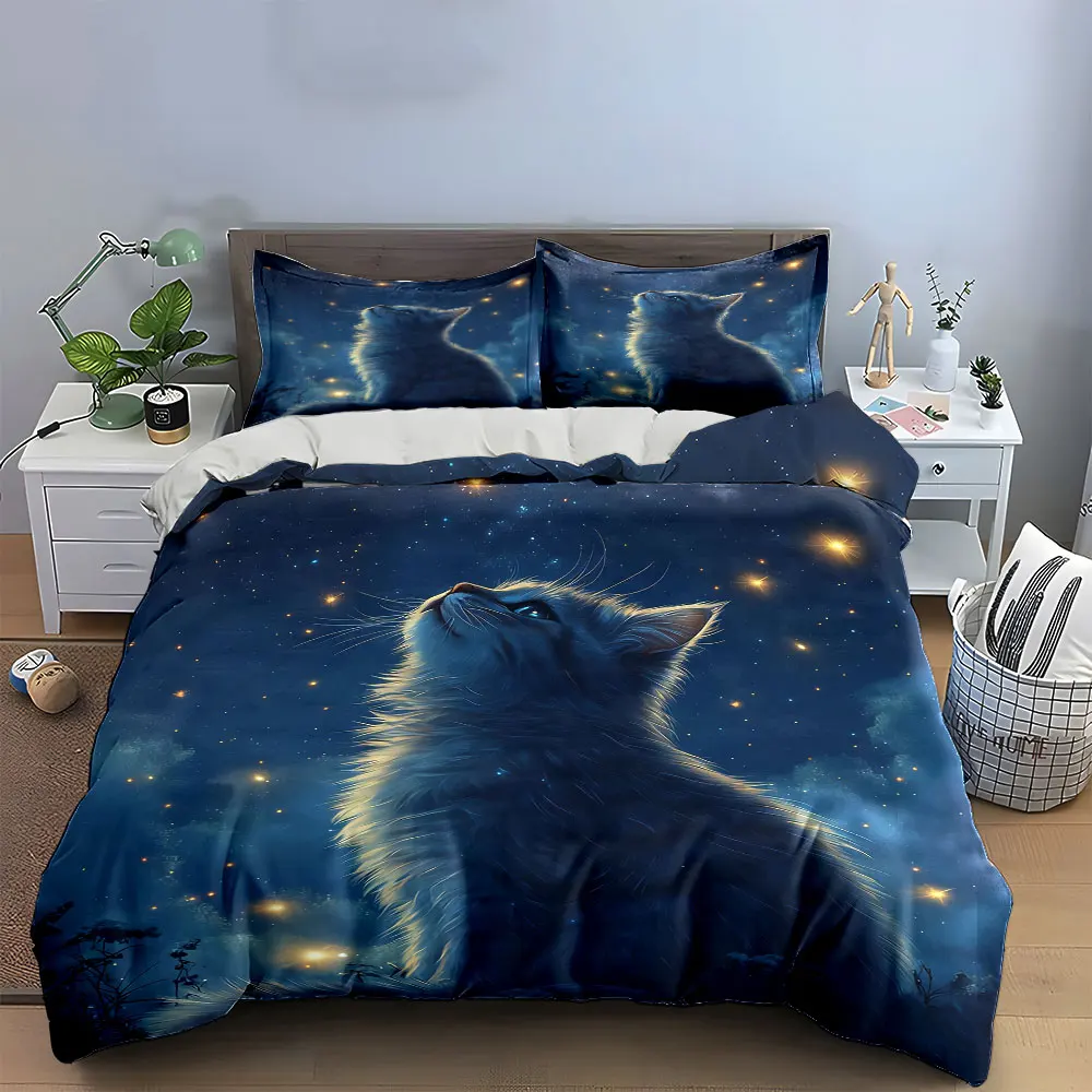 "Starry Night Cat Decor Set" Soft Comfortable Duvet Cover Bedding Set Included 1*Duvet Cover & 2*Pillowcases, gift
"Starry Night Cat Decor Set" Soft Comfortable Duvet Cover Bedding Set Included 1*Duvet Cover & 2*Pillowcases, gift