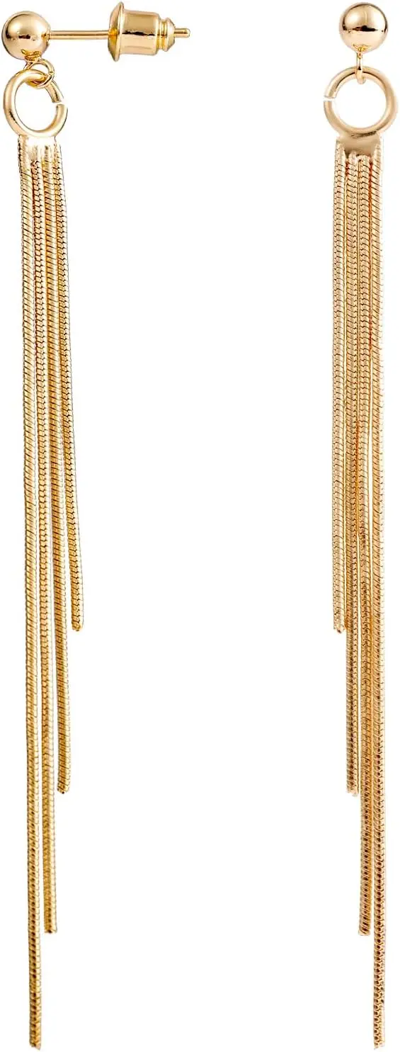 Long Tassel Drop Earrings, Elegant Fringe Threader Dangle Jewelry for Women, Non-Tarnish Gift for Wedding Party
Long Tassel Drop Earrings, Elegant Fringe Threader Dangle Jewelry for Women, Non-Tarnish Gift for Wedding Party
