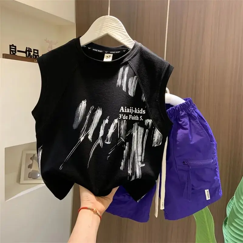 Kids Boys' Tank Top Set Summer Style Western Children's Sleeveless T-shirt Shorts Two Piece Set Boys' Thin Clothing Set
Kids Boys' Tank Top Set Summer Style Western Children's Sleeveless T-shirt Shorts Two Piece Set Boys' Thin Clothing Set