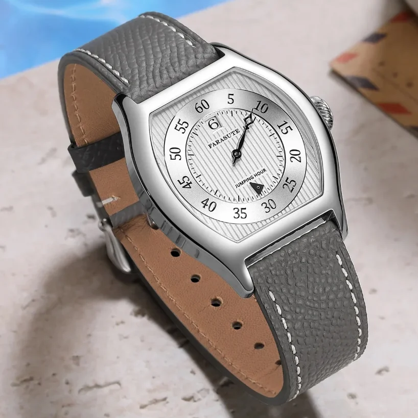 FARASUTE Men Automatic Watch Fashion 36mm Tonneau Jumping Hour Mechanical Wristwatch Sapphire Mirror 30m Waterproof ST17 Mov
FARASUTE Men Automatic Watch Fashion 36mm Tonneau Jumping Hour Mechanical Wristwatch Sapphire Mirror 30m Waterproof ST17 Mov