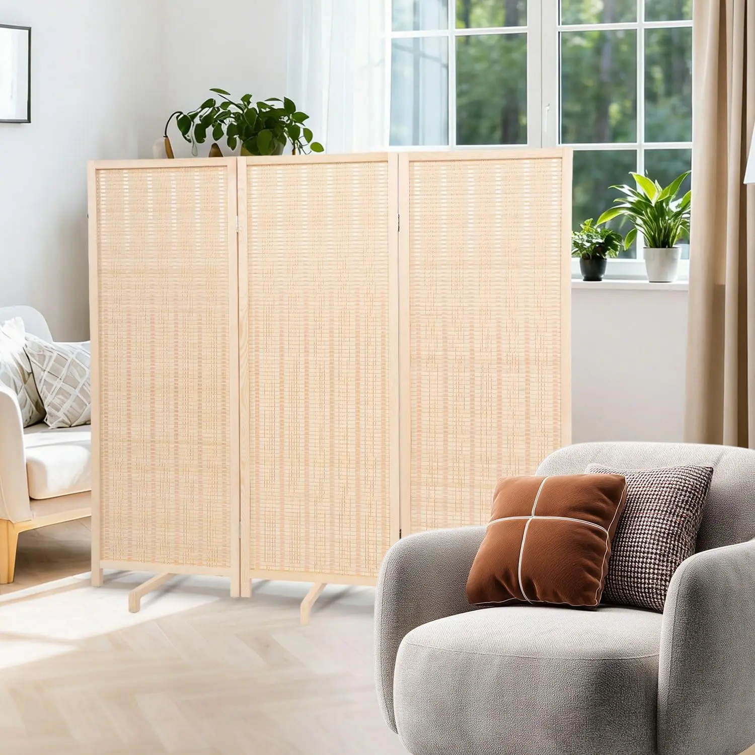 Bamboo Room Divider Panel with 360°Rotating Feet,3 Panel 47" H Short Folding Privacy Screen for Room Separator, Handcra
Bamboo Room Divider Panel with 360°Rotating Feet,3 Panel 47" H Short Folding Privacy Screen for Room Separator, Handcra