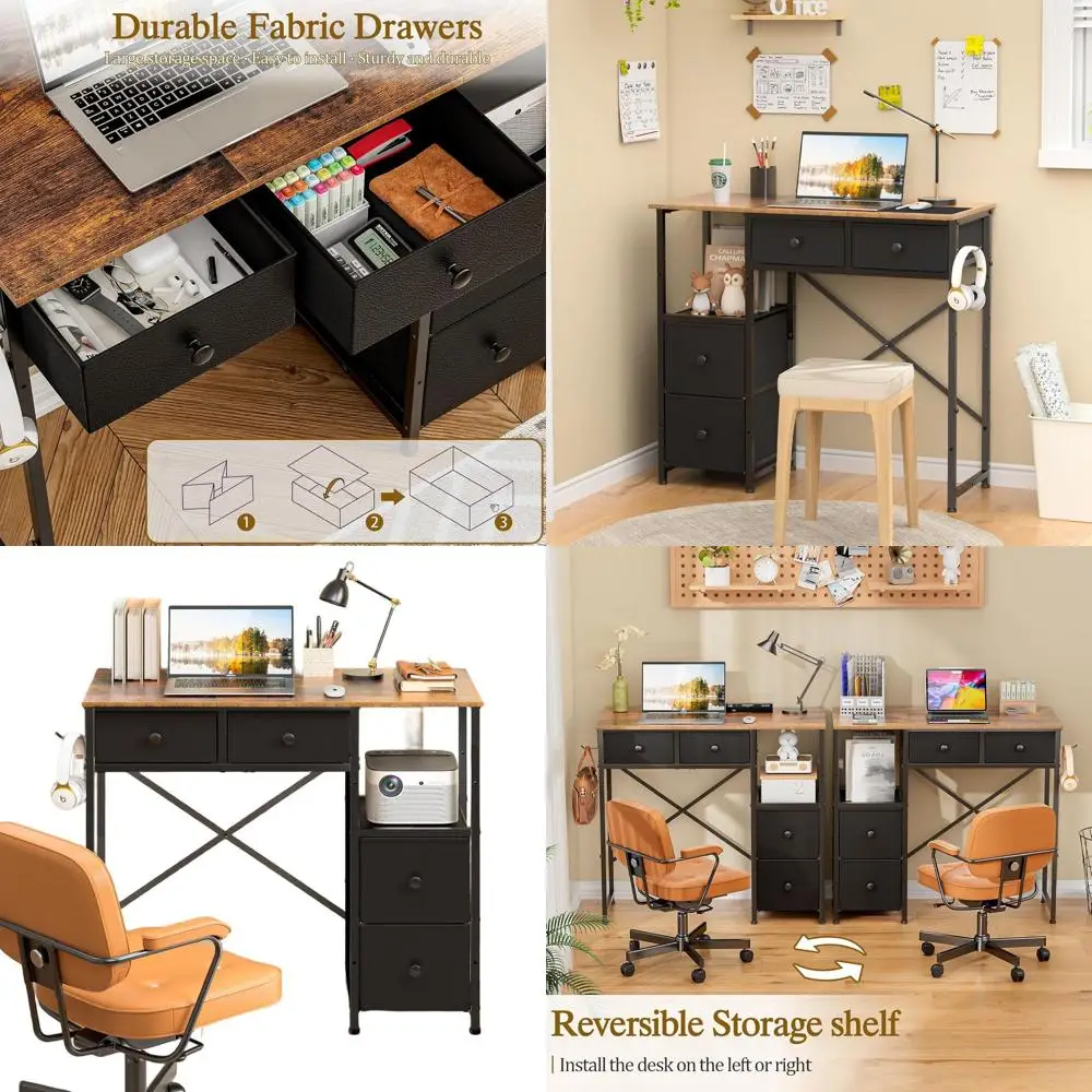 Compact Study Desk with Fabric Drawers for Home Office or Kids' Bedroom, Rustic Brown
Compact Study Desk with Fabric Drawers for Home Office or Kids' Bedroom, Rustic Brown