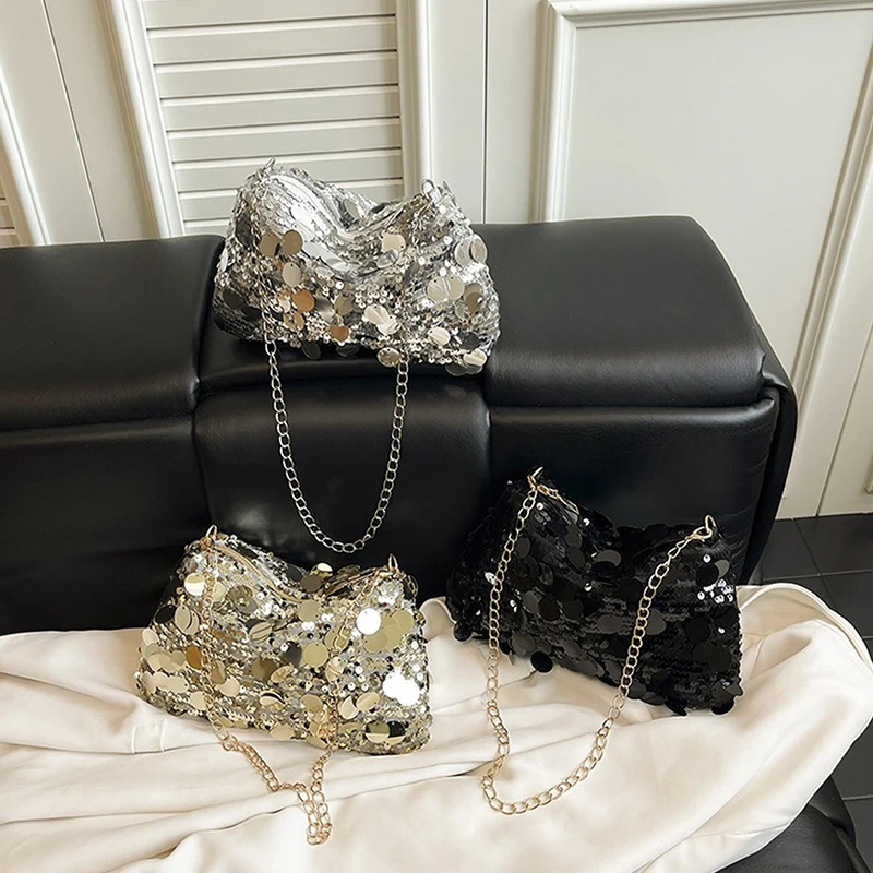 Sequin Evening Party Shoulder Bags For Women Lightweight Portable Ladies Chain Crossbody Bag Solid Color Casual Female Handbag
Sequin Evening Party Shoulder Bags For Women Lightweight Portable Ladies Chain Crossbody Bag Solid Color Casual Female Handbag