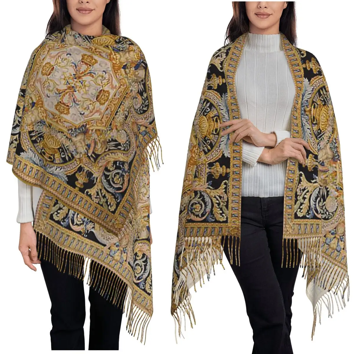 Шарф с кисточками в стиле барокко, шарфы с кисточками для женщин, мягкие теплые шали и накидки, длинная осенне-зимняя шаль
Шарф с кисточками в стиле барокко, шарфы с кисточками для женщин, мягкие теплые шали и накидки, длинная осенне-зимняя шаль