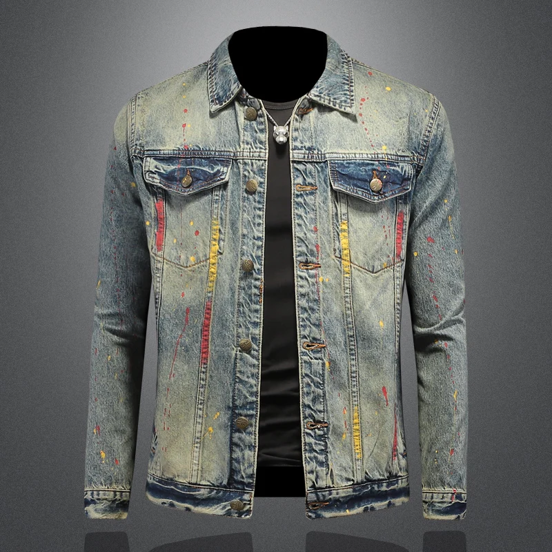 Doodle American Sle Denim Jaet New Paint Splatter Dyeing Autumn Winter Loose Collar Jaet Men's Faion Outerwear
Doodle American Sle Denim Jaet New Paint Splatter Dyeing Autumn Winter Loose Collar Jaet Men's Faion Outerwear