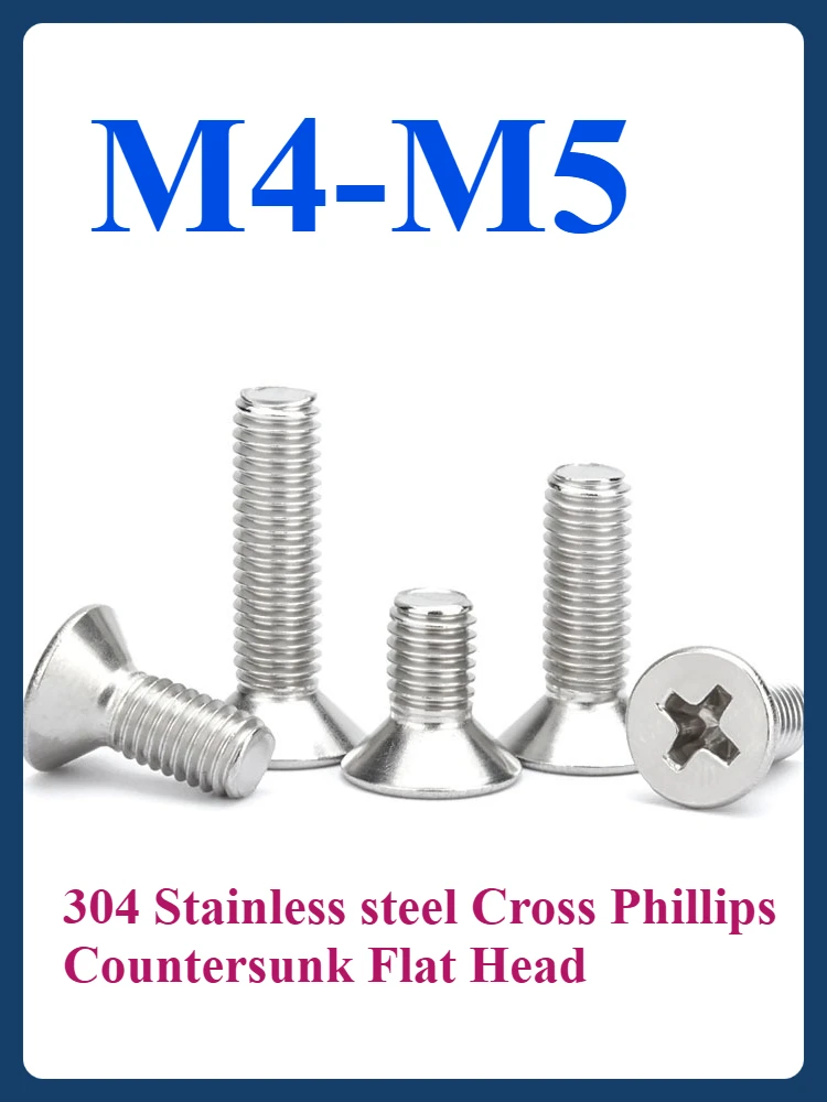 5~100pcs 304 Stainless steel Cross Phillips Countersunk Flat Head Screw M4 M5 Countersunk Head Cross Head Screw
5~100pcs 304 Stainless steel Cross Phillips Countersunk Flat Head Screw M4 M5 Countersunk Head Cross Head Screw