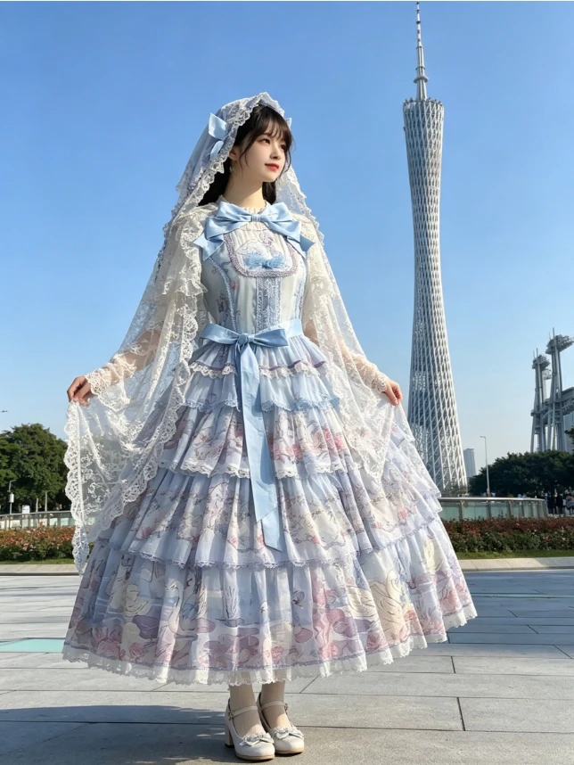 Japanese Pastoral Sweet Lolita Dress Jsk Elegant Cute Cartoon Embroidery Print Lace Bow Daily Summer Cascade Cake Dresses Women
Japanese Pastoral Sweet Lolita Dress Jsk Elegant Cute Cartoon Embroidery Print Lace Bow Daily Summer Cascade Cake Dresses Women