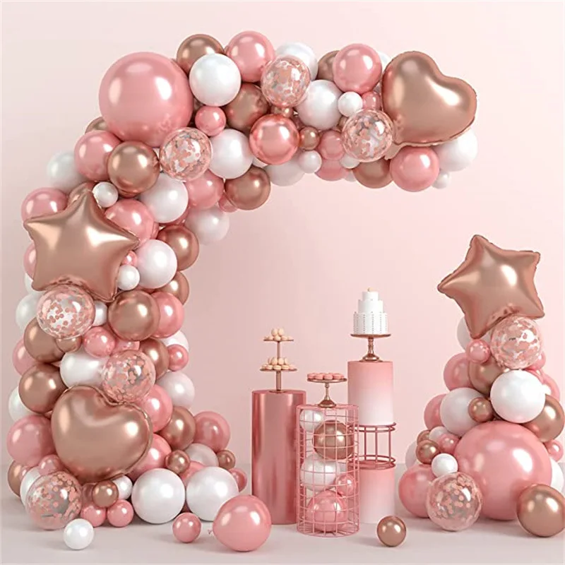 119Pcs Rose Gold White Balloon Garland Arch Kit Foil Heart Star Balloons for Girl's Birthday Wedding Party Decoration
119Pcs Rose Gold White Balloon Garland Arch Kit Foil Heart Star Balloons for Girl's Birthday Wedding Party Decoration