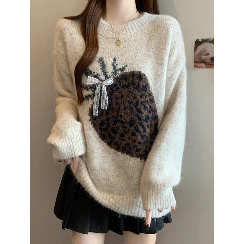 Oversized Plus Size Fuzzy Leopard Strawberry Knit Sweater Women Warm Chic Retro Pullover For Autumn Winter Daily Casual Wear
Oversized Plus Size Fuzzy Leopard Strawberry Knit Sweater Women Warm Chic Retro Pullover For Autumn Winter Daily Casual Wear
