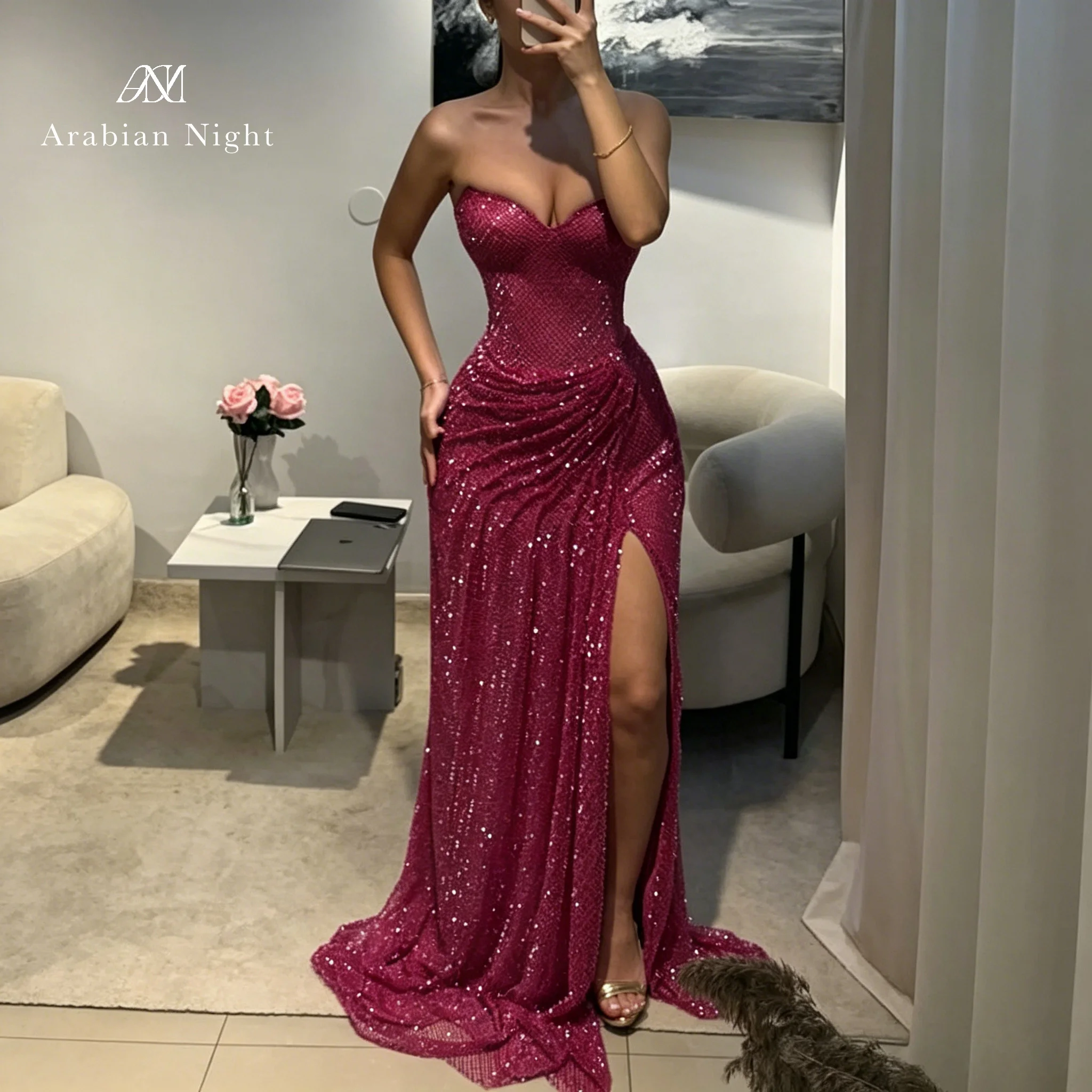 Burgundy Beaded Shimmering Women's Formal Evening Gown with Slit Vintage Celebrity Style 2026 New Arrival
Burgundy Beaded Shimmering Women's Formal Evening Gown with Slit Vintage Celebrity Style 2026 New Arrival