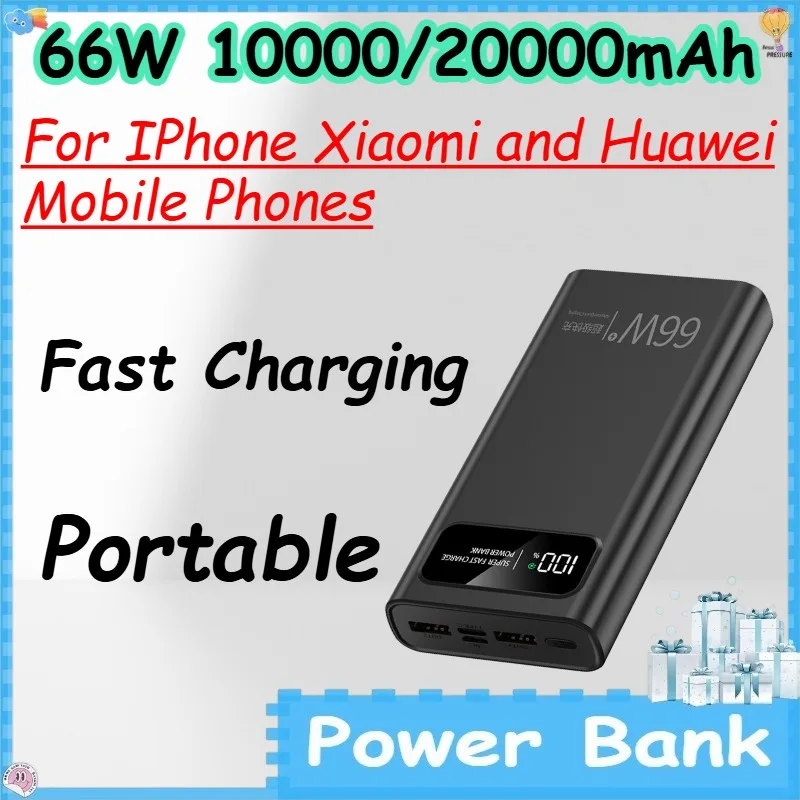 66W 10000/20000mAh Portable Power Bank for IPhone Xiaomi and Huawei Mobile Phones Fast Charging PowerBank
66W 10000/20000mAh Portable Power Bank for IPhone Xiaomi and Huawei Mobile Phones Fast Charging PowerBank