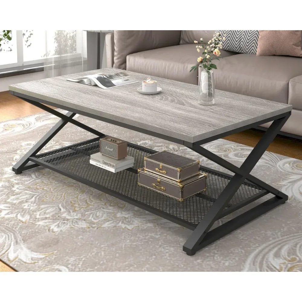 Gray Coffee Table, Farmhouse Wood and Metal Center Table, Industrial Style Wooden Double-layer Rectangular Tea Table
Gray Coffee Table, Farmhouse Wood and Metal Center Table, Industrial Style Wooden Double-layer Rectangular Tea Table