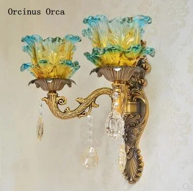Gold Bronze European crystal wall lamp living room Bedside Lamp Retro romantic peacock blue wall lamp
Gold Bronze European crystal wall lamp living room Bedside Lamp Retro romantic peacock blue wall lamp