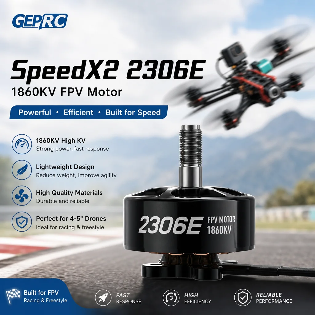 GEPRC SpeedX2 2306E 1860KV Motor – Lightweight FPV Motor with Fast Response for 4-5" Racing/Freestyle Drone
GEPRC SpeedX2 2306E 1860KV Motor – Lightweight FPV Motor with Fast Response for 4-5" Racing/Freestyle Drone