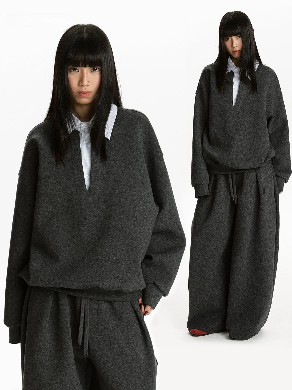 Aket American Retro Striped irt Collar Sweatirt Loose Casual Set Trendy Breathable Cotton Polyester Blend Long Sve
Aket American Retro Striped irt Collar Sweatirt Loose Casual Set Trendy Breathable Cotton Polyester Blend Long Sve