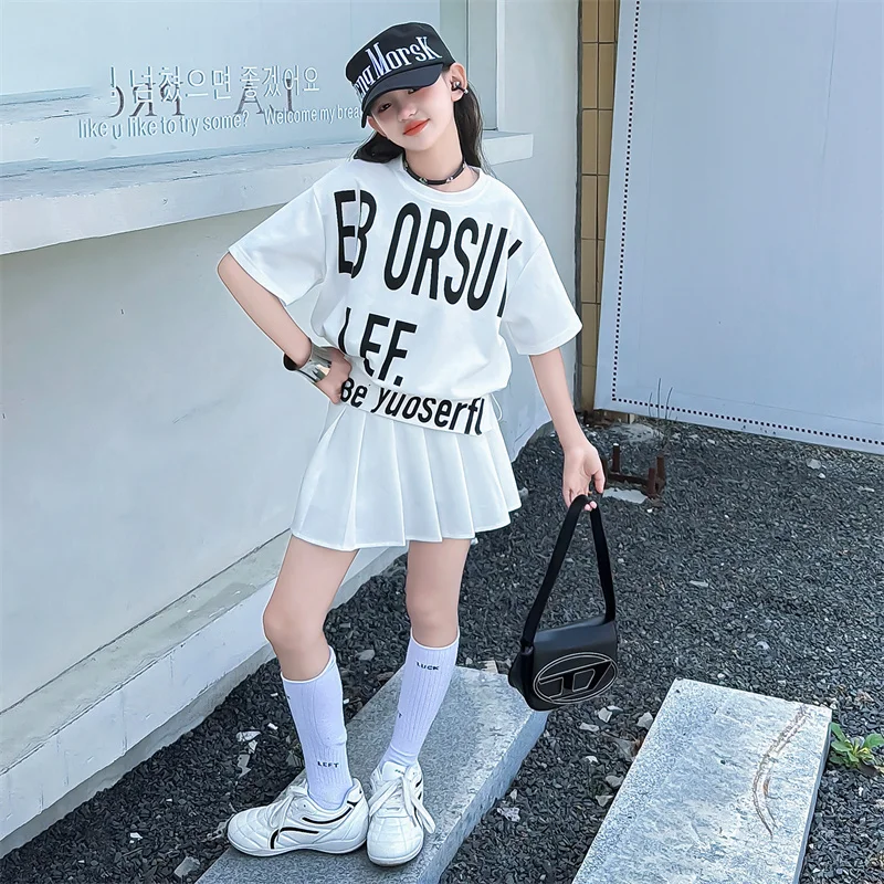 Teenage Girls Clothing Sets Fashion Letter Print Tshirts+Pleated Skirt 2Pcs Suits Summer Child Streetwear Dance Hip Hop Outfits
Teenage Girls Clothing Sets Fashion Letter Print Tshirts+Pleated Skirt 2Pcs Suits Summer Child Streetwear Dance Hip Hop Outfits