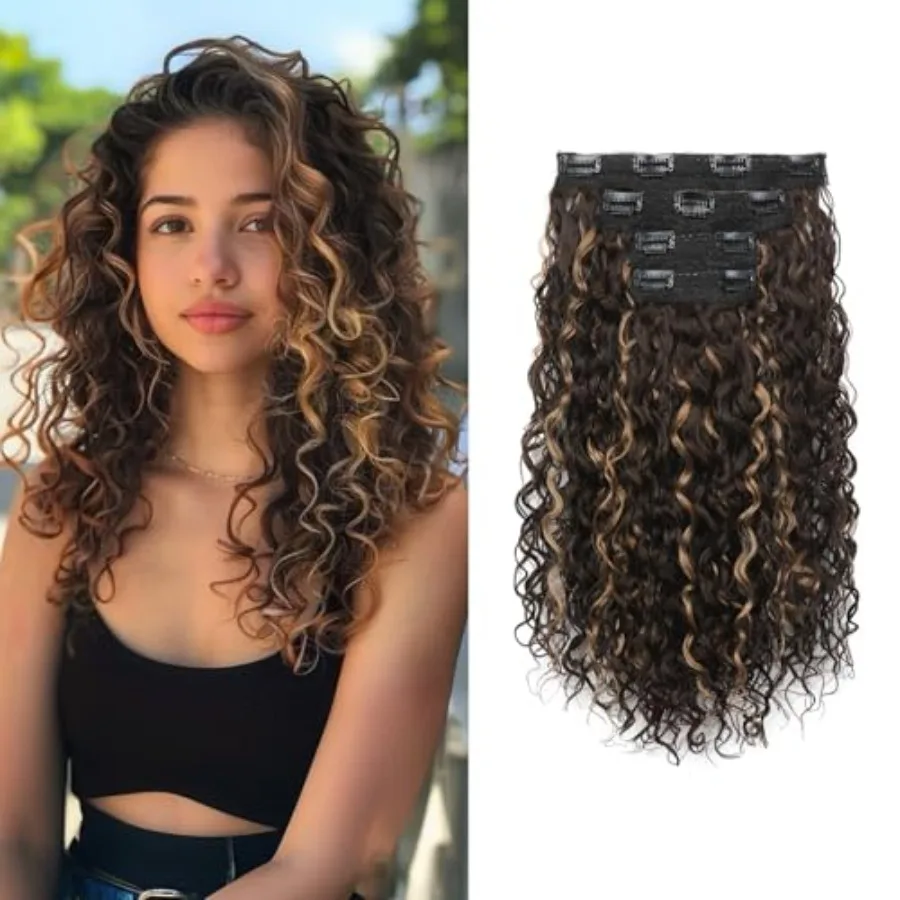 4PC Clip in Hair Extensions, 14 Inch 100% Pure Protein Silk Short Hairpiece Deep Curly Wavy Hair Extensions Clip in Natural Sof
4PC Clip in Hair Extensions, 14 Inch 100% Pure Protein Silk Short Hairpiece Deep Curly Wavy Hair Extensions Clip in Natural Sof