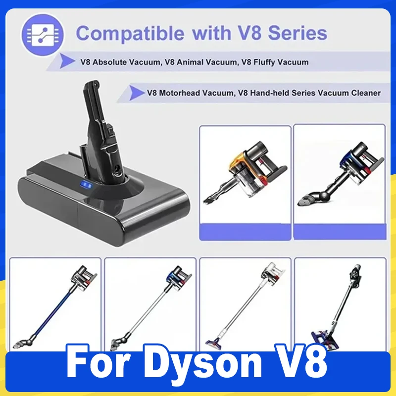 For Dyson V8 cordless vacuum cleaner replacement battery, handheld vacuum cleaner battery, 21.6V, 12800mAh factory direct sale
For Dyson V8 cordless vacuum cleaner replacement battery, handheld vacuum cleaner battery, 21.6V, 12800mAh factory direct sale