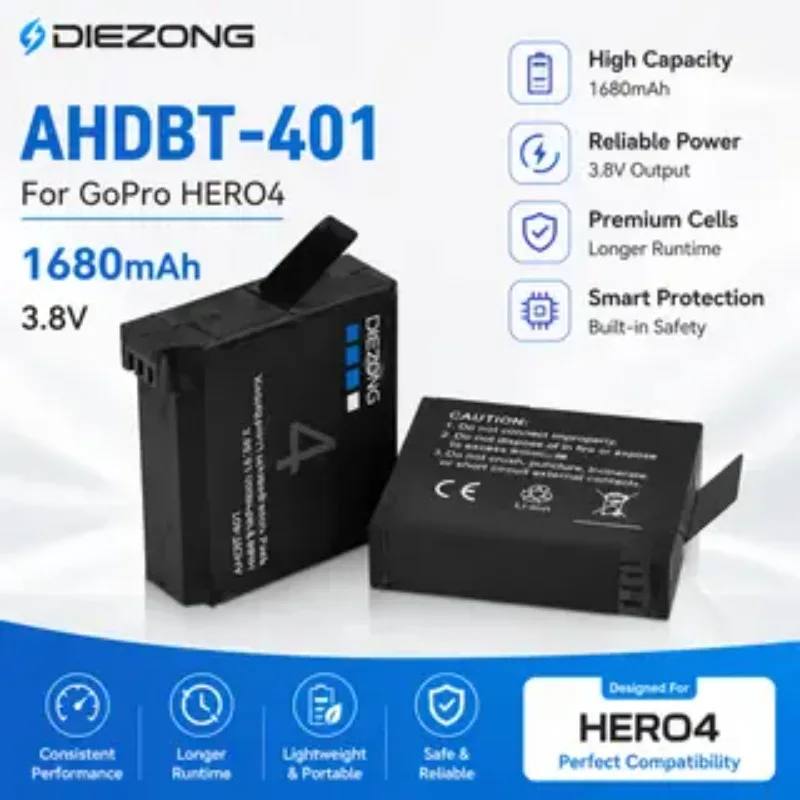 High-Quality 1680mAh High Capacity AHDBT-401 Battery, Long Lasting Replacement Battery for GoPro Hero 4 Hero4 Action Camera
High-Quality 1680mAh High Capacity AHDBT-401 Battery, Long Lasting Replacement Battery for GoPro Hero 4 Hero4 Action Camera