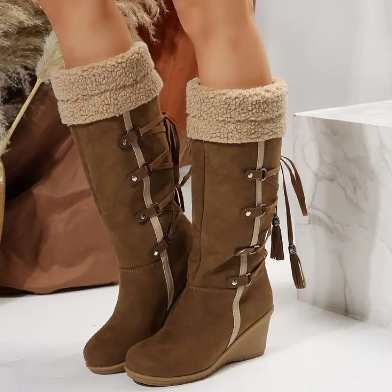 NEW Women's Winter Fashion Lace-up Tassel Long Boots Women Platform Wedge Snow High Boots Warm Cotton Fashion Plush Plus Size 42
NEW Women's Winter Fashion Lace-up Tassel Long Boots Women Platform Wedge Snow High Boots Warm Cotton Fashion Plush Plus Size 42